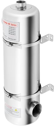 Hochleistungs Wärmetauscher, für Schwimmbad mit 60kW Edelstahl, kompakt 48cm Länge, effizienter Betrieb für Pools, Spas und Solarthermie​