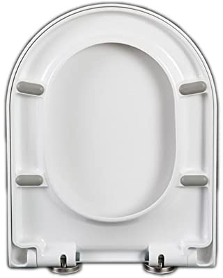 D-Shaped Soft Close Toilet Seat with Quick Release | Urea-Formaldehyde, Adjustable Hinge, Top Fixing | Durable White Toilet Lid for Easy Installation and Maintenance