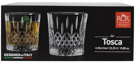 RCR Cristalleria Italiana S.p.a. Linea Tosca | Verres à eau en verre modernes Set de 6 verres en cristal de 32,20 cl