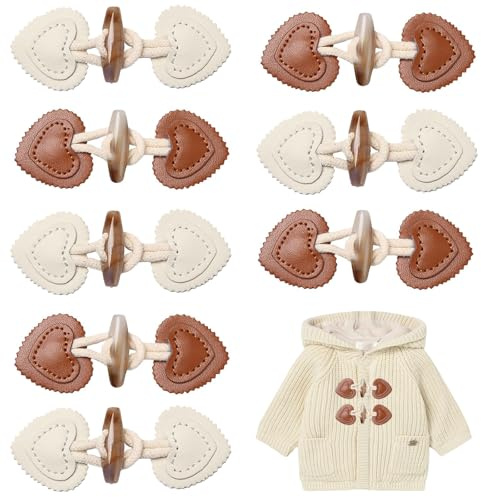 8 Stück Knebelknöpfe Knebelverschluss Knebelknöpfe Kinder Dufflecoat Verschluss Beige und Braune Leder Knebelverschlüsse Knöpfe Verschluss Jacken für Jacke Pullover Mantel Kinderkleidung Mantel