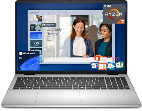 Dell 16 Laptop DC16256 Copilot+ PC 16” FHD+ 1920x1200, AMD Ryzen 7 250, AMD Radeon Graphics, 32GB DDR5 RAM, 1TB SSD, Windows 11 Pro & MS Office 24, Fingerprint, UK Backlit Keyboard, Silver (Renewed)