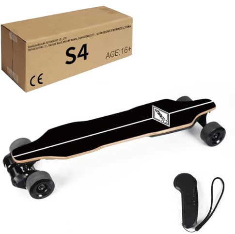 ExploTex Elektro Skateboard, Vierrädriges Longboard mit Zwei 450W Nabenmotoren, Wasserdichtes, Stoßabsorbierendes Skateboard, Maximale Belastung 100KG, 38KM/H