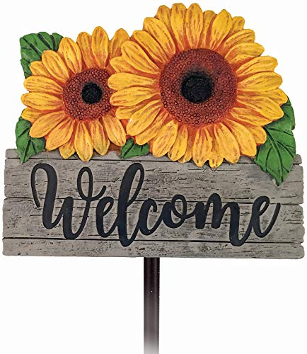 Spoontiques - Sonnenblumen-Willkommens-Gartenstecker – Gartendekoration – dekorativer Pfahl für Rasen und Hof – Mehrfarbig