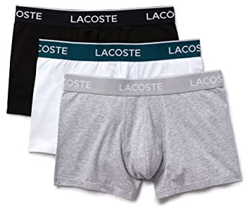 Lacoste Herren 5H3389 Boxershorts, Noir/Blanc-Argent Chine, L (3er Pack)