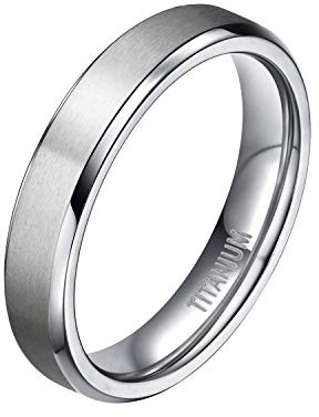 Mabohity Ring Herren Damen Titan: Matt Hochpoliert Titan Ring Titanium 4mm Breit Ehering Verlobungsring Trauring Freundschaftsring Partnerring Hochzeit Band Silber Größe 54
