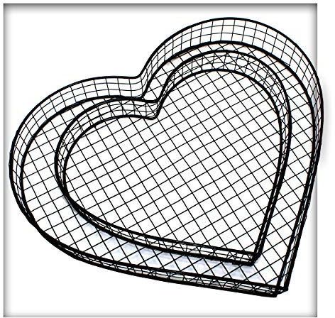 Kieskönig Herz Gitter Grabschmuck Grabgestaltung Pflanzschale Friedhof Grabdeko Herz ohne Steine für Innen- und Außenbereich 37,5 x 31,5 x 4