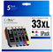 LxTek 33XL Multipack Druckerpatronen Kompatibel für Epson 33XL 33 XL für Epson XP 540 Druckerpatronen für XP-7100 XP-530 XP-640 XP-830 XP-900 XP-645 XP-635 XP-630（5er-Pack）