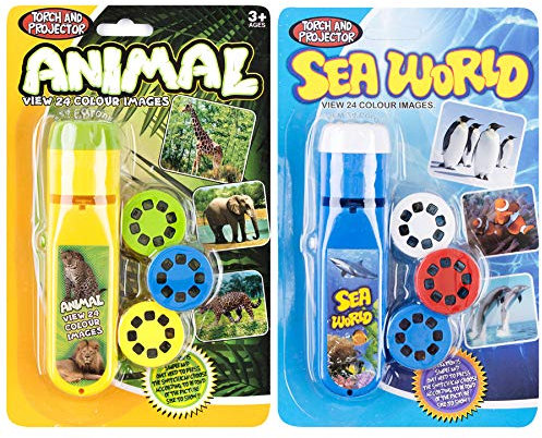 Georgie Porgy Children Projector Toys Educational Science Set Wall Ceiling Tent Torch Flashlight for Kids Gifts for Boys Girls (Animal + Sea World)