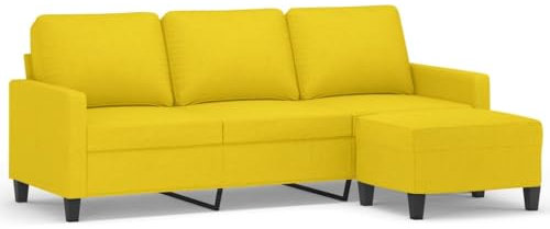 HETFTJN Couch Klein Sofas & Couches Schlafsessel Camping Couch - 3-Sitzer-Sofa mit Hocker Hellgelb 180 cm Stoff für Jugendzimmer Büro Relaxationsraum Hotelzimmer