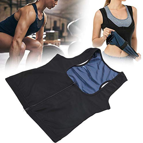 Tuta da Donna Effetto Sauna Gilet da Allenamento, Gilet da Sauna, Canotta Riscaldante per Sudore Camicia Sauna Traspirante Tute Felpate Dimagranti Corsetto Sportivo con Cerniera Ovest(S/M)