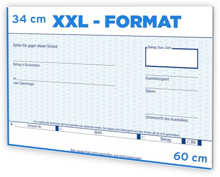 Litfax Spendenscheck XXL - Volksbank-Raiffeisenbank Bankenscheck, 60x34 cm (5er Pack) - Stärke 3mm - Flexibel beschreibbar - Witterungsbeständig - PR Scheck - Riesenscheck - Scheck Groß