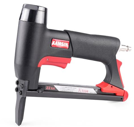 KAMSIN #7116L Grapadora neumática de tapicería de calibre 22, Serie 71 38 pulgadas corona larga nariz aire potencia pistola de grapa, 14 pulgadas a 58 pulgadas longitud pierna muebles grapadora