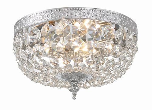 Crystorama 2 Light Clear Italian Crystal Flush Mount (Polished Chrome, 10)