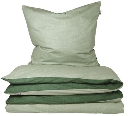 Schiesser Bettwäsche 155x220 cm | 100% Baumwolle | Grün | 2-teilig | Renforcé | 155x220 cm + 80x80 cm | angenehm weich & glatt | pflegeleicht & atmungsaktiv | OEKO-TEX® MADE IN GREEN