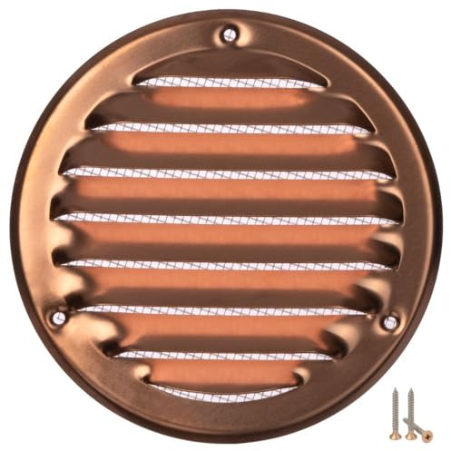 Ø 100 mm koppar, ventilationsgaller med insektsskydd – metallgaller för ventilation – frånluftsgaller