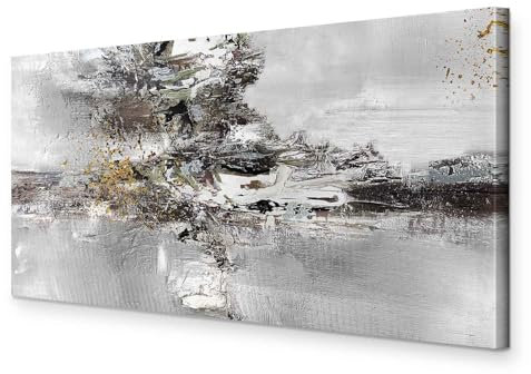 murando - Akustikbild Abstrakt Bilder Akustikschaum Hochleistungsschallabsorber Schallschutz Leinwand 1 tlg Wandbild Raumakustik Schalldämmung Struktur Textur Silber wie gemalt