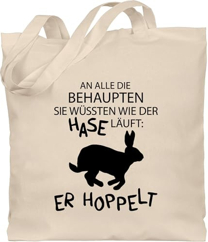 Baumwolltasche - Taschen - Der Hase hoppelt I Osterhase I Oster Hase I Hoppelhase - Unisize - Naturweiß - hasenbeutel ostern tasche osterhasen bunny erwachsene jutebeutel hasentasche hasen rabbit
