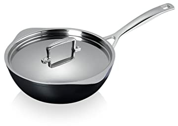LE CREUSET Toughned 51101240013100 Non-Stick Frying Pan with Spouts and Lid 24 x 8.5 cm Silver