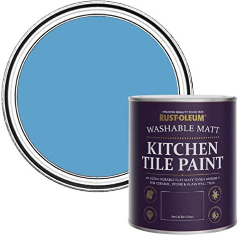 Rust-Oleum abwaschbare Küchenfliesenlack in blau mit Matt Finish - Azurblau 750ML