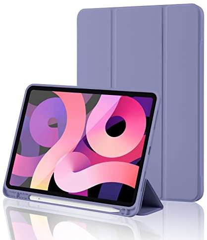 iPad (A16) 11th Generation Case 11 Inch 2025, iPad 10th Generation Case 2022 10.9 Inch with Pencil Holder, Soft TPU Back Slim Smart Protective Trifold Stand Cover, Auto Wake/Sleep, Blue Gray