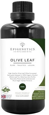 Olive Leaf Extract 100ml | Steeped Olea Europaea + Purifed Water | UV Protected Miron Glass + Dropper Lid | UK Made Vegan Friendly Liquid