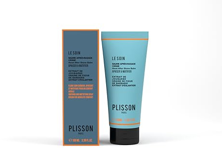 PLISSON - After Shave Balsam für den Schädel - Alle Hauttypen - 95% Inhaltsstoffe natürlichen Ursprungs, Hagebutten, Sembarbarbe und Kaktusfeigenkorn - Französische Herstellung - 100 ml