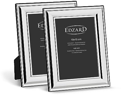 EDZARD 2er-Set Bilderrahmen Sunset (10x15 cm), edel versilbert, anlaufgeschützt, Fotorahmen