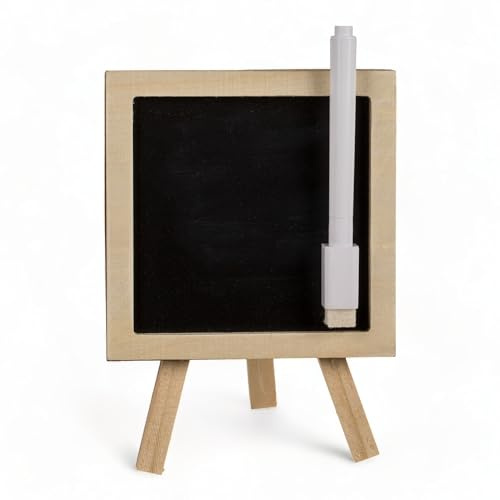 MIJOMA Mini-magnettavla med trästativ | Set med penna | lätt och flexibel anteckningsbräda | kreativ och snygg retrodesign | Perfekt för kontor och hem | ca. 10 cm | Modern och återanvändbar