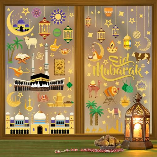 Ramadan, 9 immagini per finestre, Eid Mubarak, Eid Mubarak, autoadesive Ramadan, per finestre, decorazione musulmana, decorazione per finestre