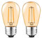 Suncan Lampadina LED Edison S14 E27, 2 W = 15 W, filamento vintage, vetro ambrato, bianco caldo 2700 K, angolo di diffusione 360°, non dimmerabile, confezione da 2