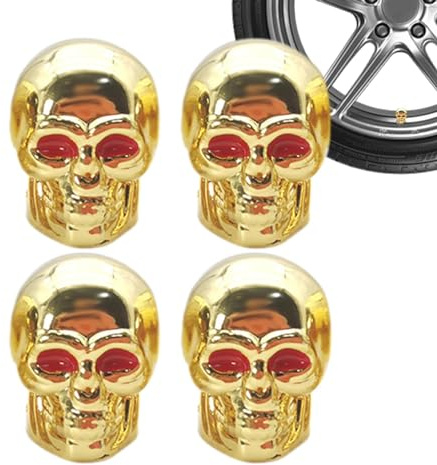 Tapones de válvula de neumático de Calavera | Tapas de válvula de Aire para Rueda de neumático, Accesorios Decorativos para Coche, se adaptan a la mayoría de vehículos, Camiones