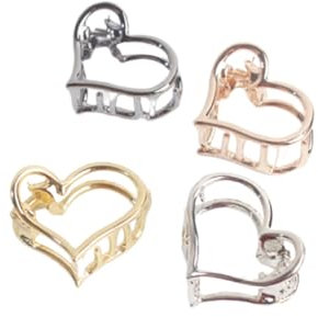 FRCOLOR 4stücke Minimalistische Haarklammern Herzform Haarspangen Damen Kopfschmuck Gold Silber Roségold Schwarz