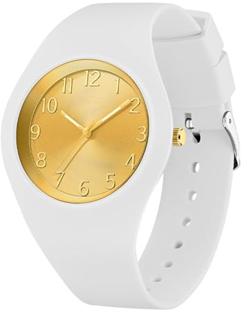 Forrader Orologio sportivo da donna con cinturino in silicone e quadrante grande, impermeabile, alla moda, casual, semplice, al quarzo, analogico, per donne e ragazze