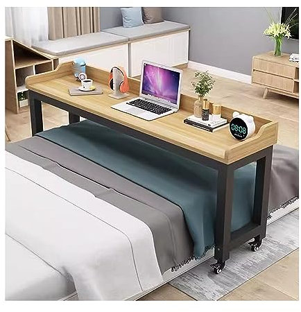 JXIPANUL Überbetttisch Überbetttisch mit bremsbaren Rollen, beweglicher Betttisch zum Arbeiten/Essen/Spielen, Schreibtisch am Fußende des Betts im Schlafzimmer (Größe: 140 x 40 x 80 cm) (14