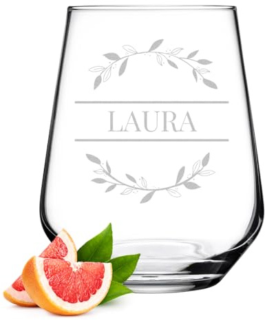 polar-effekt Wasser Trinkglas 425 ml mit personalisierter Gravur - bleifreies Saftglas mit Namen - spülmaschinenfestes Glas - ideal für Saft, Drinks und Cocktails