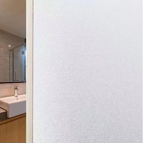 Fenster Milchglasfolie 80 x 300 cm Sichtschutz Wärmeisolierung Blickdicht Fensterfolie Streifen Sichtschutzfolie Deko Fensterfolie für Büro Und Haus, weiß matt