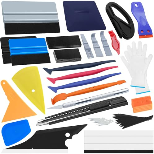 Arayker 27 Pcs Car Vinyl Wrap Applicator Tool Kit Vehicle Wrap Kit Automotive Window Film Tint Tools Car Wrapping Kit Vinyl Wrap Squeegee Kit
