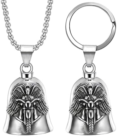 GUTERTOP 2 Stück Guardian Bell Motorrad, Schutzglocke Engel Motorrad Glocke Glücksbringer, Edelstahl Guardian Biker Bell Für Segne Den Frieden, Glücksbringer