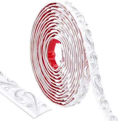 CRASPIRE 5M x 2CM Flexible Molding Trim Wide Peel and Stick Silver Self Adhesive Waterproof Paintable Wall Mirror Corner Edge Tile Trim for Floor Furniture Baseboard Countertops Border Decor