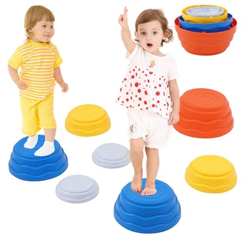 NUKied Balance-Steine, 7er Set, Rutschfest, für Kinder und Erwachsene, innen und außen, Flusssteine