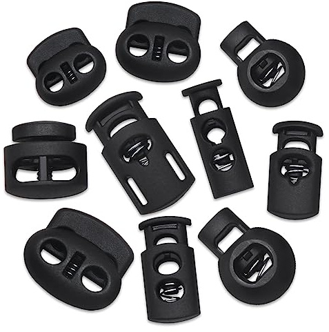 Jamsinmu 100 PCs Loch Kordelstopper Gummikordel Stopper Schnellverschluss Schnürsenkel Schnur Rutsche Band Klemme, Black MIX-100