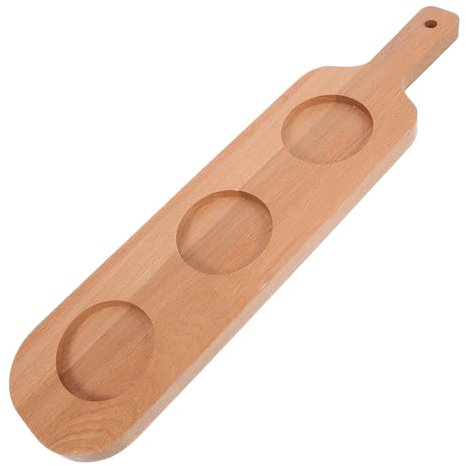 Mobestech Tablero De Madera para Vuelo De Bebidas con Asa para Vasos Porta Copas para Bares Ktv y Hoteles Bandeja Resistente para Cerveza Artesanal y Degustación De Vino