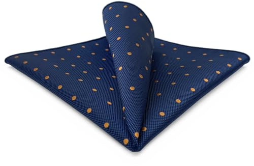 S&W SHLAX&WING Pañuelo de Bolsillo Azul Marino con Puntos Naranja para Hombre Negocios Clásico