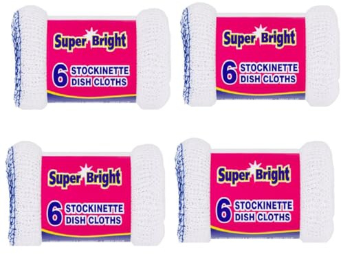 Sterling Sports Super Bright Stockinette Dish Cloths - Quick Drying Ultra Absorbent Reusable Kitchen Cleaning Cloths, Soft Cotton Dish Rags For Washing Dishes Multi Purpose Cleaning (24)