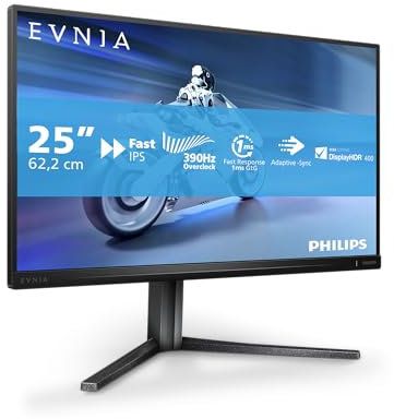 Philips Evnia 25M2N5200U - Monitor Gaming Full HD de 25 Pulgadas, 360 Hz, 1 ms, FreeSync Premium, HDR400 (1920x1080, 2X HDMI 2.0, 1x DisplayPort 1.4, Hub USB) Negro