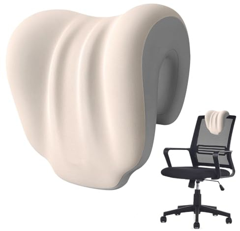 Ruioomeep Cuscino cervicale in memory foam per sedia da ufficio per aerei, poggiatesta ergonomico per sedia da scrivania, supporto cervicale per poltrone e sedie da giardino (crema)
