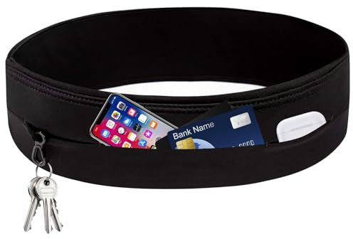 Ceinture de Course Smartphone,Etanche Running Belt,pour Entraînements de Gym, Jogging, Voyages et Activités en Extérieur, Pochette de Course pour Hommes et Femmes(Noir-M)