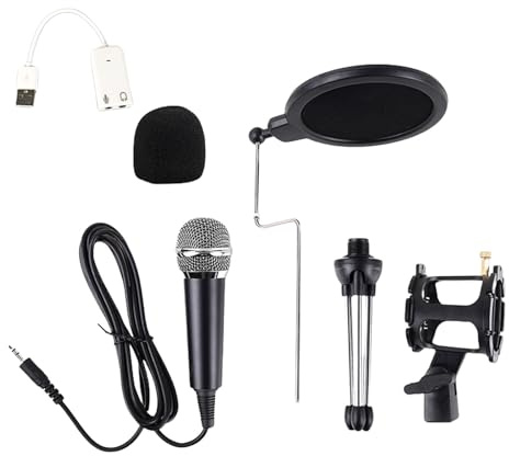 Iuhtrb Microfono Condensatore per Computer fedeltà Impostata per Registrazione E Lo Streaming con Supporto Regolabile 30Hz-15kHz