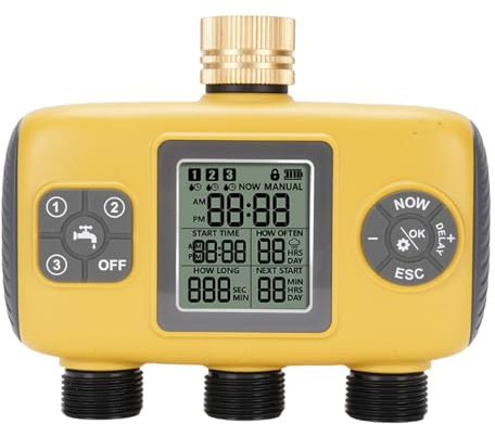 Asixxsix 3 Outlet Sprinkler Timer, Digitaler Bewässerungs -Timer mit Regenverzögerung, Automatische Bewässerung für Garten, Wasserschlauch -Garten -Timer Zur Verschönerung der Pflanzen