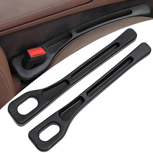 Autositz Lückenfüller 2er Set, Seat Gap Filler mit Gurtaussparung, Schwarz